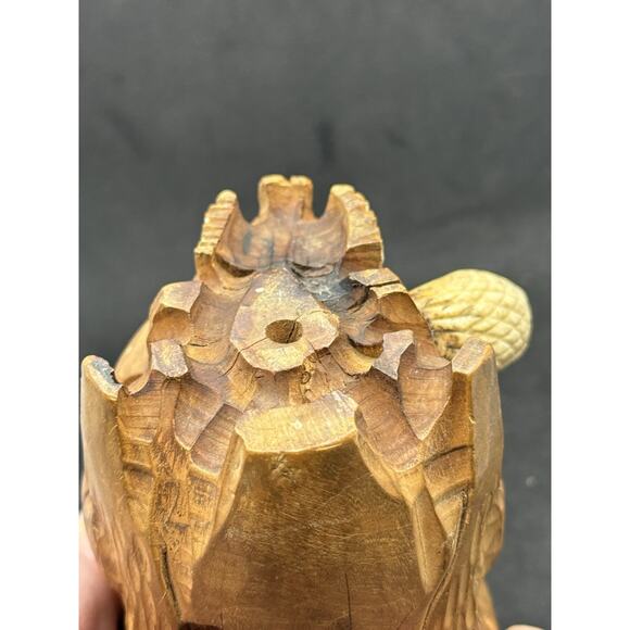Old Hand Carved Wooden Skull Mini Humidor w Snake Japanese- App 4.5” Tall Read* - Picture 13 of 14
